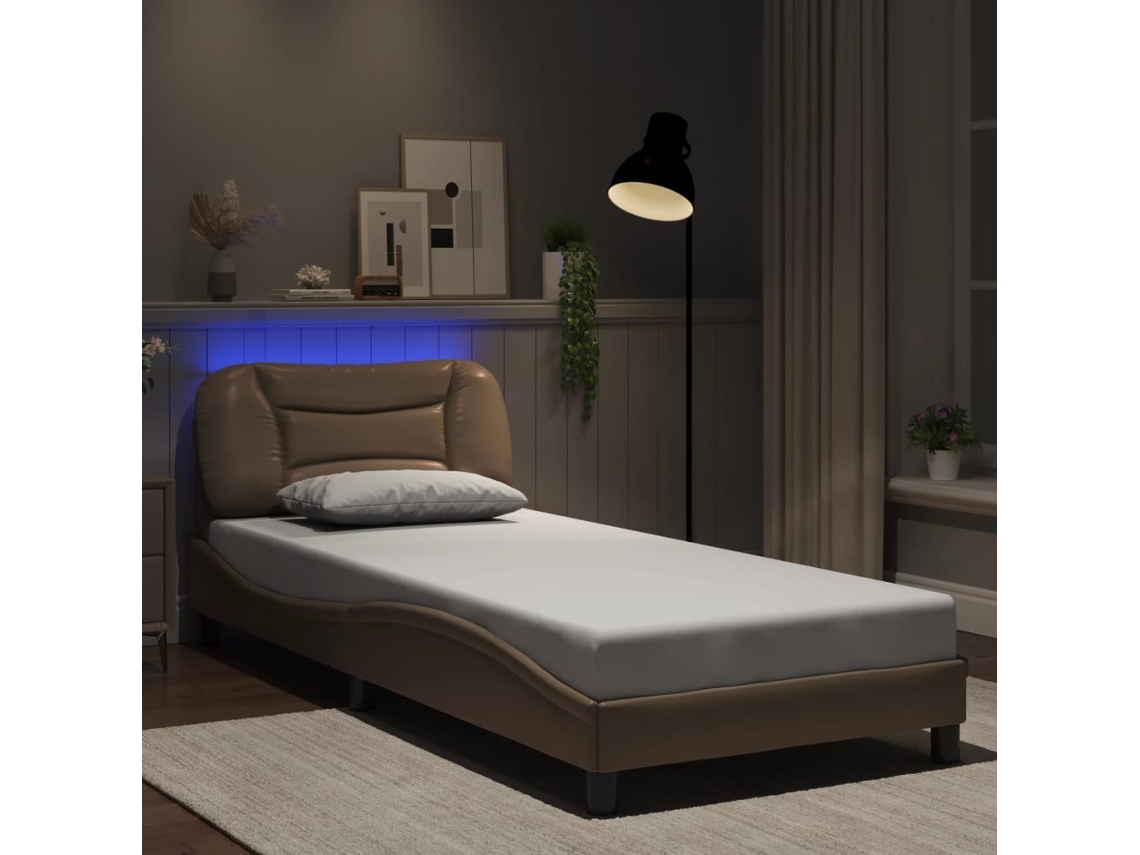 Vidaxl Estrutura de Cama com Led Sem Colchão Hvar 80x200cm Cappuccino
