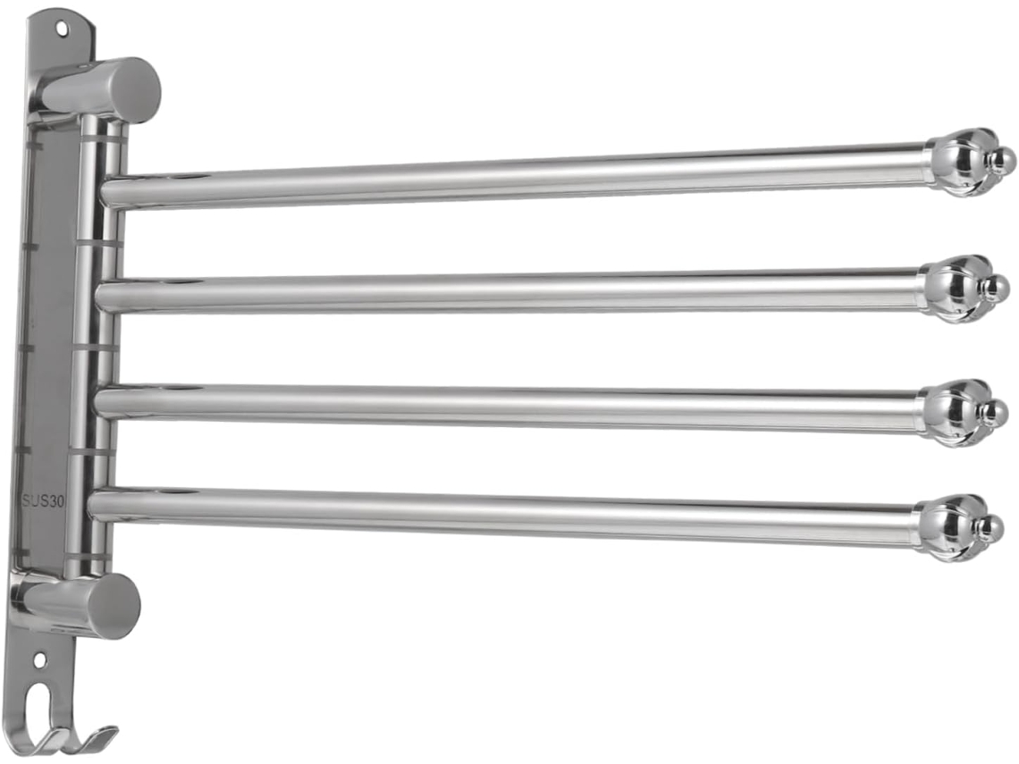 Suporte De Toalhas Parede Para Banheiro, Em Aço Inoxidável, Com Barra Giratória E Ganchos Duplos, Fácil De Usar