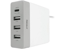Carregador MACALLY AC 72W 3USB + USB-C