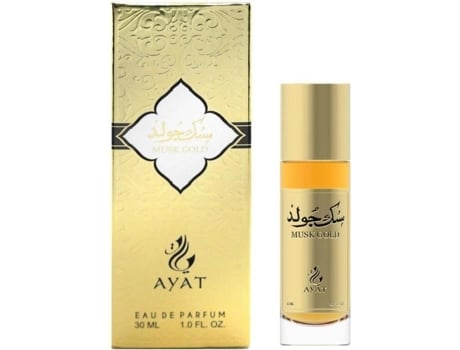 Eau De Parfum Musk Gold 30ml Edp Oriental Arab Original Unissex Gift Idea Amadeirado, Baunilha, Notas Especiadas Ayat Perfumes