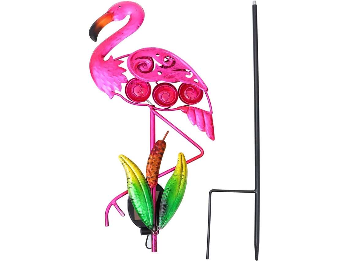 Luminária Solar Decorativa Para Jardim, Em Ferro, Com Design De Flamingo, À Prova D'água E Com Alimentação Própria.