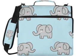 Pasta Organizadora De 3, 8cm Com Design De Elefante Azul Em Desenho Animado, Alça E De Ombro Removível, Pasta Portfólio