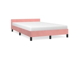 Estrutura de Cama com Cabeceira Veludo Rosa 120x200 cm MAISON EXCLUSIVE