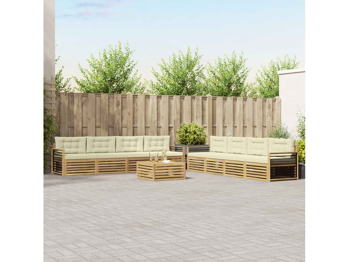 Vidaxl Conjunto De Sofás Para Exterior 9 Unid. Branco E Creme