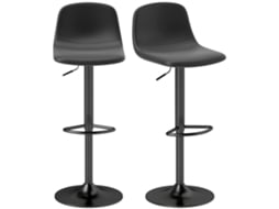 Conjunto de Bancos Altos Couro Pu (100% Pu), Aço e Espuma Cor Preto 40,5x44x84-104 cm Homcom