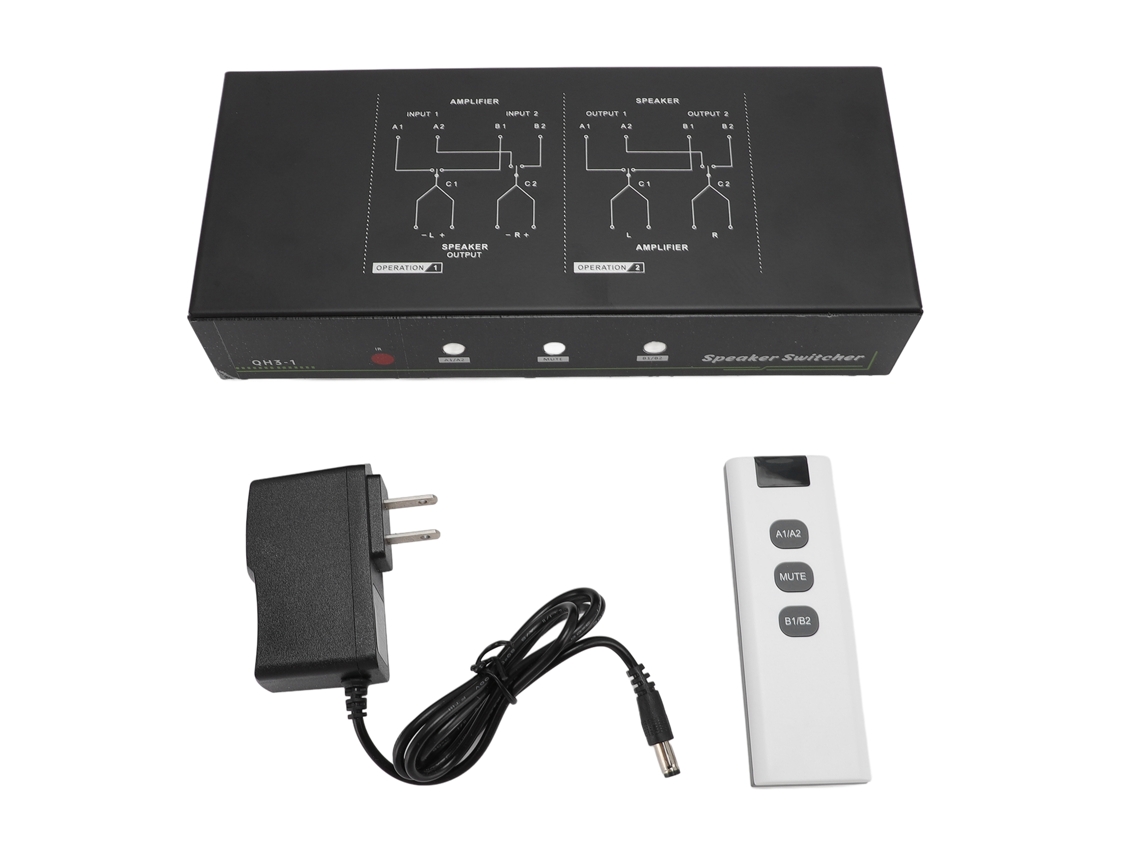 Conmutador amplificador de altavoces con 2 entradas y 1 salida, con mando a distancia para cine en casa, conector USB S/MARCA