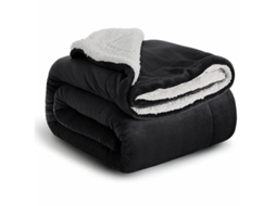 Cobertor Quente Para O Inverno, Super Macio, Flanela Felpuda, Lã Tipo Lã, Veludo Reversível, Cobertor Leve Para Sofá, Preto, 150 Cm X 200 Cm