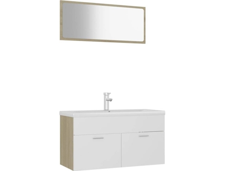 Conjunto de Móveis  3071338 (Branco e Bege - Aglomerado de Madeira - 90x38.5x46 cm)