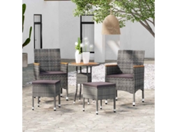 Vidaxl 5 Pcs Conjunto Lounge Para Jardim Vime Pe Cinzento