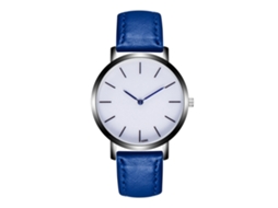 Relógio Zhoulianfa Azul Quartzo com Pulseira de Couro Unissex, Estilo Casual e Moderno