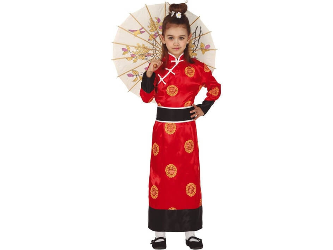 Fato de Menina DISFRAZZES Chinesa Vermelho E Preto (Tam: 3 a 4 anos)