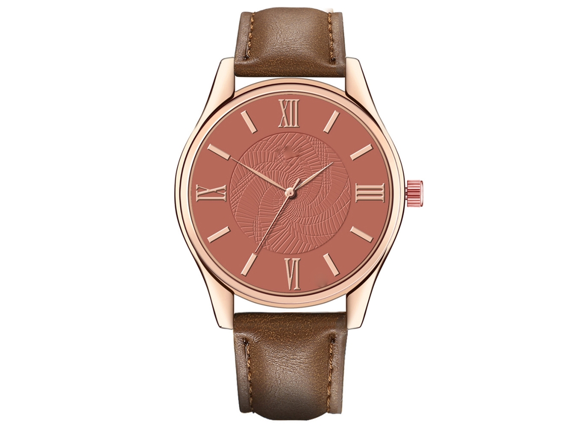 Relógio Masculino de Quartzo com Pulseira de Couro Pu Estilo Casual Elegante Dark Coffee Brown