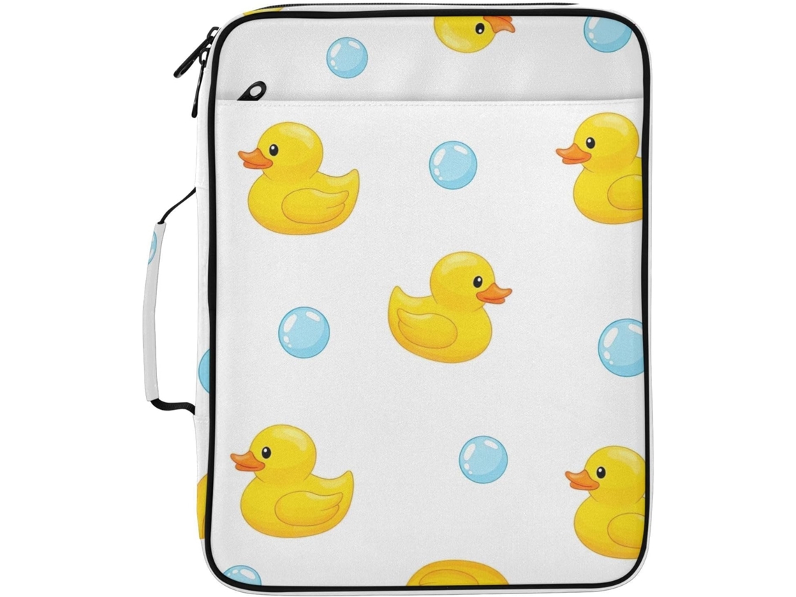 Pasta Expansível Cute Ducks Branca Com Fichário Removível De 3 Argolas, Bolsa Organizadora Resistente À Água