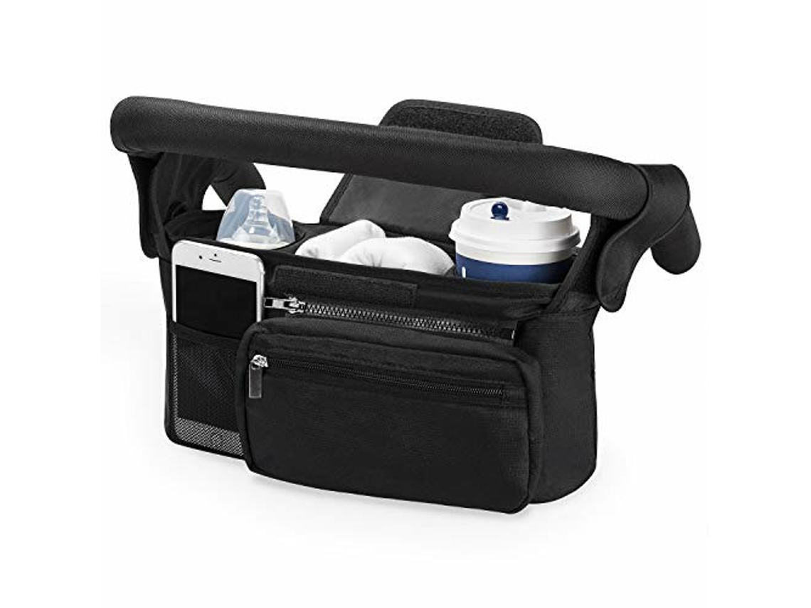 Organizador Multifuncional Com Bolso Removível, Alça De Ombro Para Carrinho De Bebê, Preto SUNNY SPACES