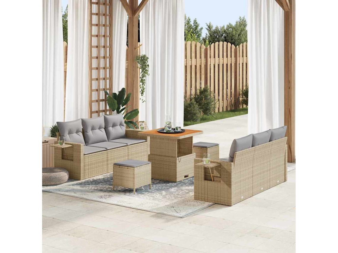 Vidaxl Conjunto De Sofá De Jardim 9 Unid. 6-número De Lugares