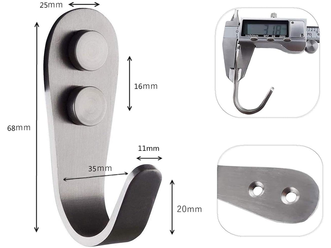 Gancho De Aço Inoxidável Resistente A Manchas, Suporte De Parede Resistente Com Parafuso E Âncora Incluídos, Fácil De Instalar