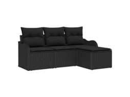 Conjunto de sofá de jardim 4 peças Preto Vime Pe MAISON EXCLUSIVE