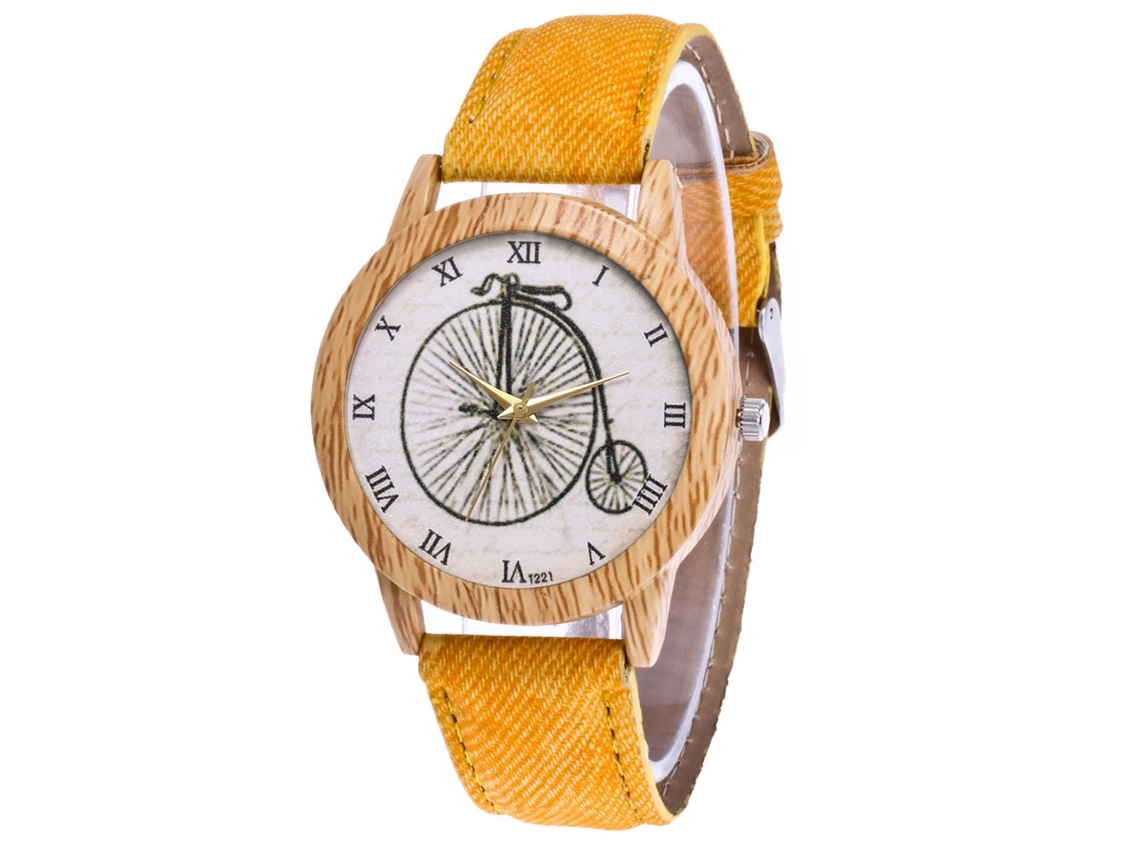 Relógio de pulso Zhoulianfa Quartz com pulseira de lona e numerais romanos (amarelo)