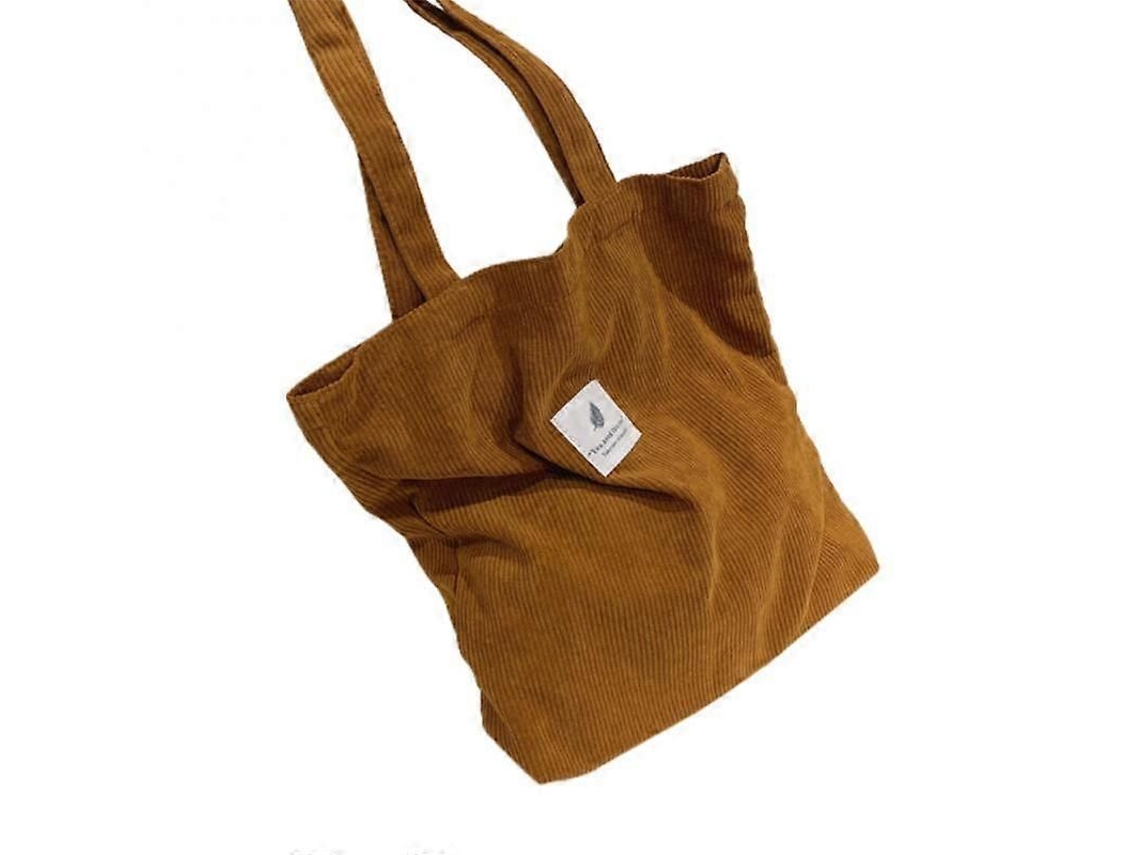Bolsa de Ombro Feminina em Veludo Cotelê, Dobrável com Zíper, em Tecido Macio e Cor Sólida, Ideal para Compras e Reutilizável. GOKOCO