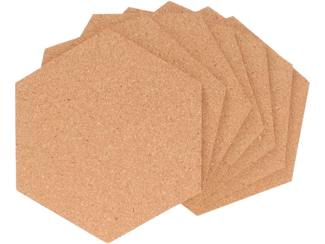 Quadro Hexagonal De Cortiça Com Verso Autoadesivo, Painel De Parede Texturizado Para Casa E Escritór