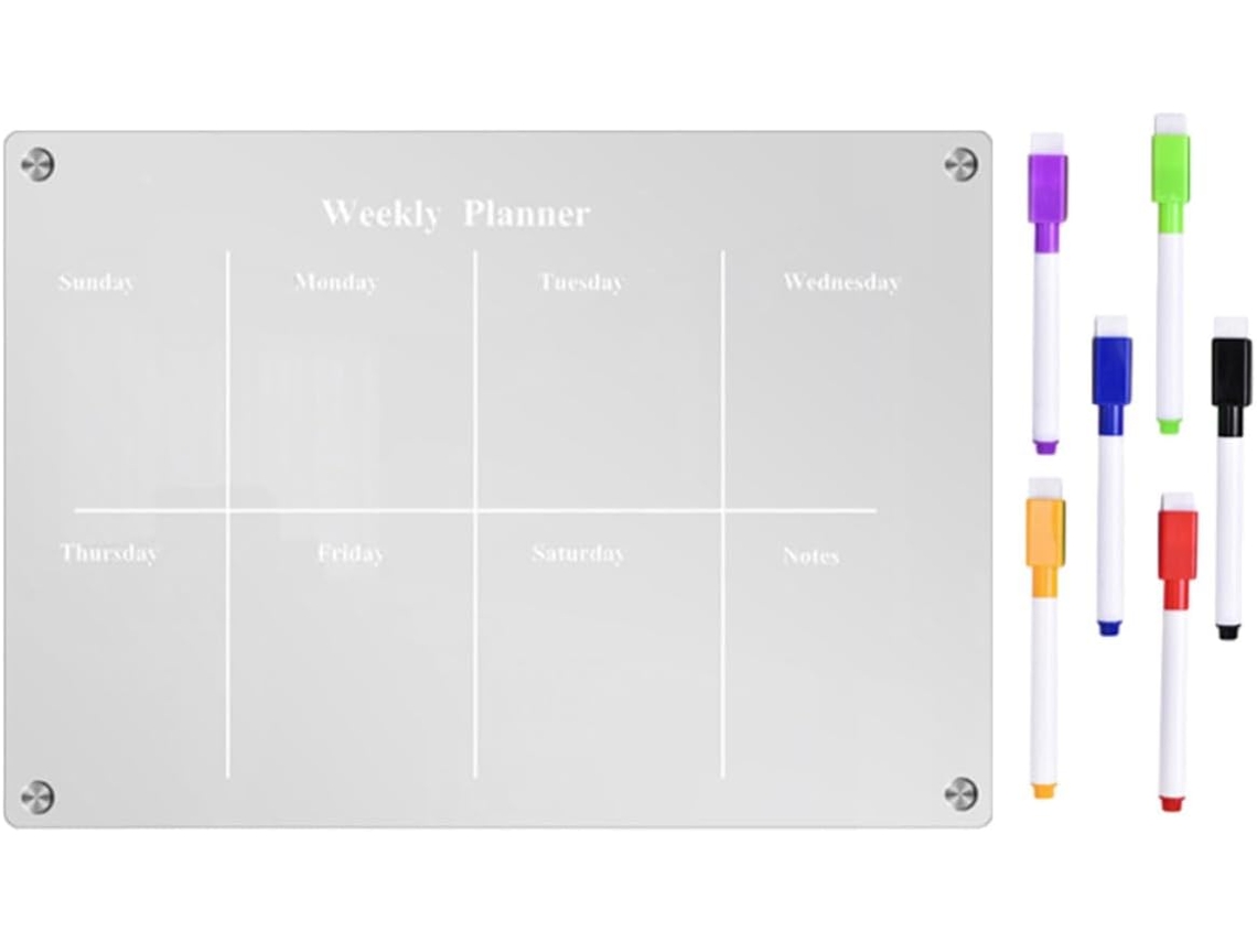 Tableau Magnético Hebdomadaire Com Stylo Effaçable À Sec Em Acrílico E Suporte Atualizado Para Refrigerador