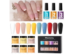 Kit Inicial de Pó para Unhas Rebe Misscheering, 6 Cores com Base e Top Coat, Sem Necessidade de Lâmpada LED, para Salão de Beleza Caseiro