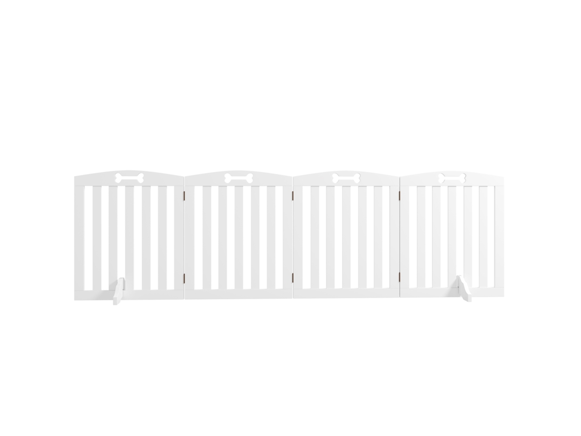 Barreira de segurança para cães, portão dobrável para cães de 207,5 cm com pés removíveis para escadas, corredores, branco