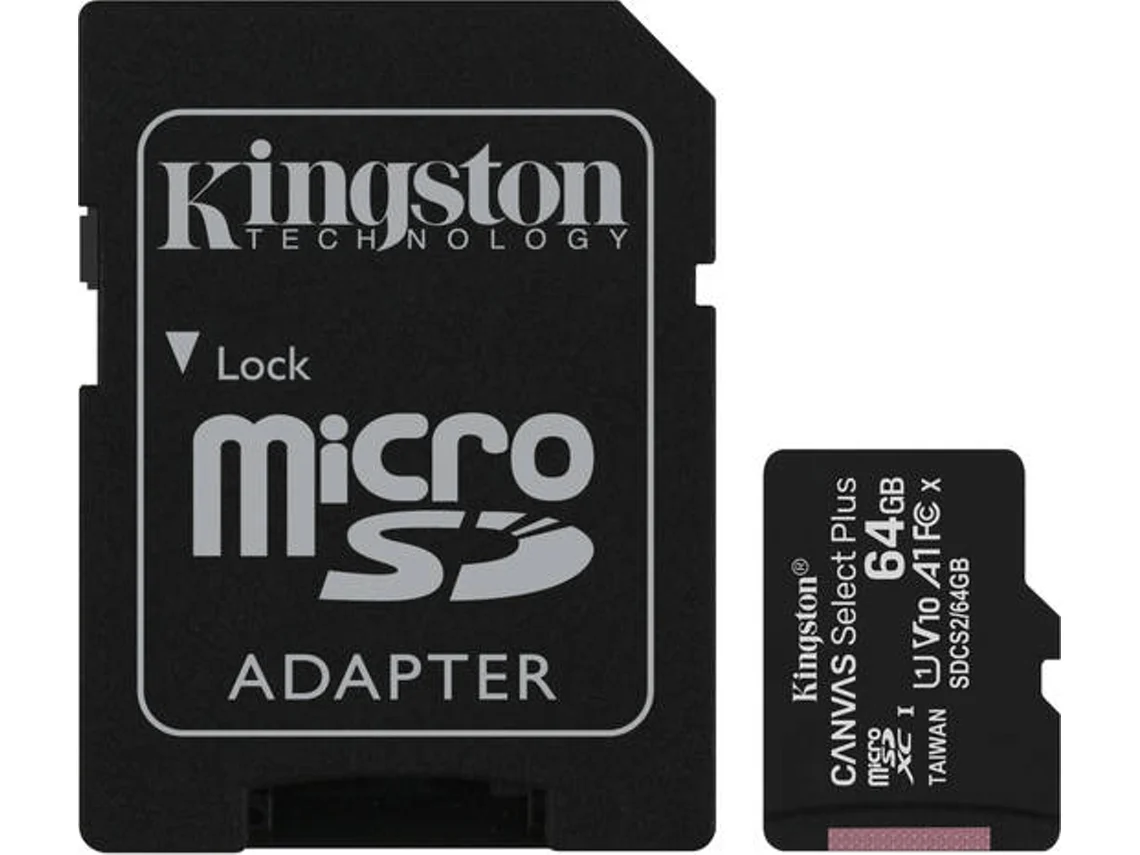 Pack 3 Cartões de Memória KINGSTON 64GB MicroSD Canvas Select Plus 100R A1 C10 + Adaptador