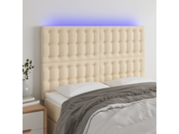 Cabeceira Cama C/ Led Tecido 144x5x118/128 Cm Crème