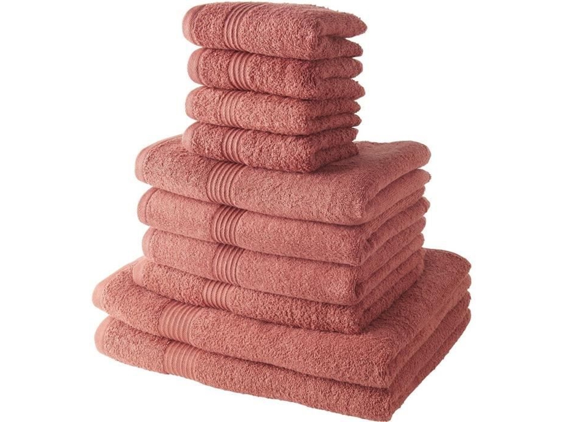 Conjunto Today com 4 Toalhas de Rosto 30x50 Cm+ 4 Toalhas de Banho 50x100 Cm+ 2 Toalhas de Banho 70x130 Cm, 100% Algodão Terracota BRILVIBERA