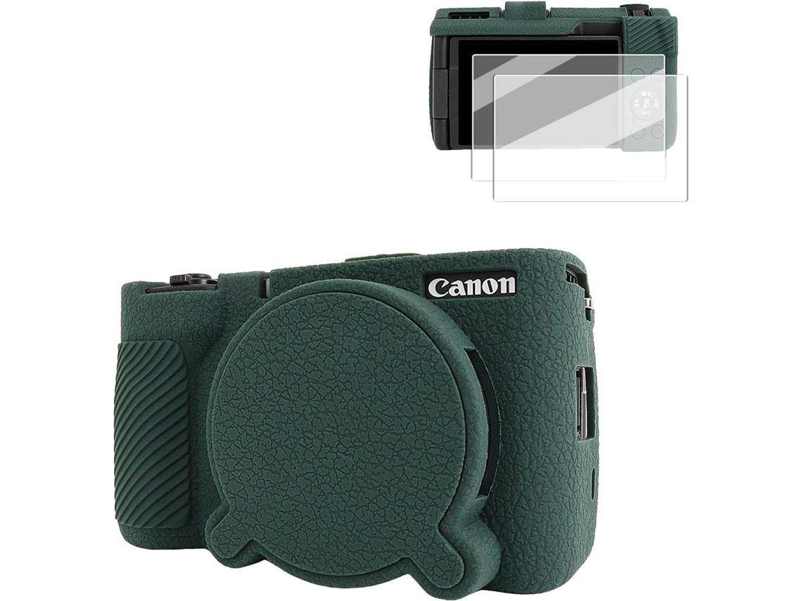 Capa Protetora Silicone HEXINYIGJLY para Canon Powershot V1acesso Tripétampa Objetiva, Películas Ecrã Verde