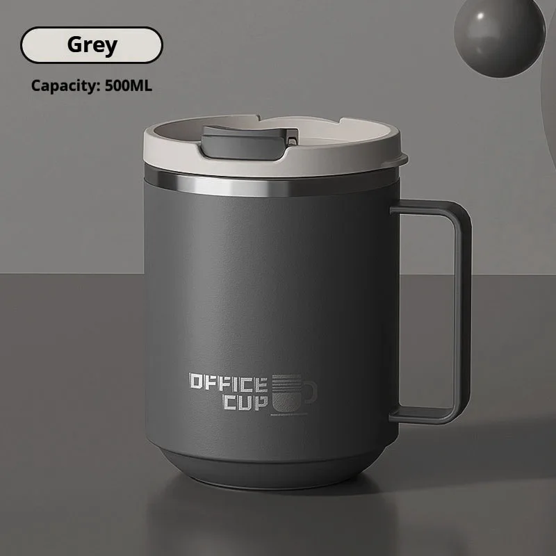 (cinza 480ml) Lata térmica de parede dupla em aço inoxidável de alta qualidade, capacidade de 480ml, mantém o café quente ou frio.