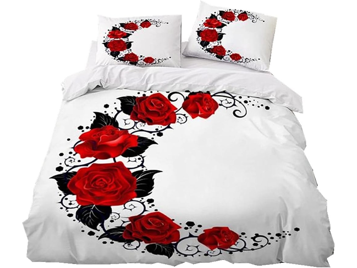 Capa de Edredom com Estampa Floral 3D Borb em Microfibra Fronha 50x75 Cm (LxAxP), 220x240 Cm