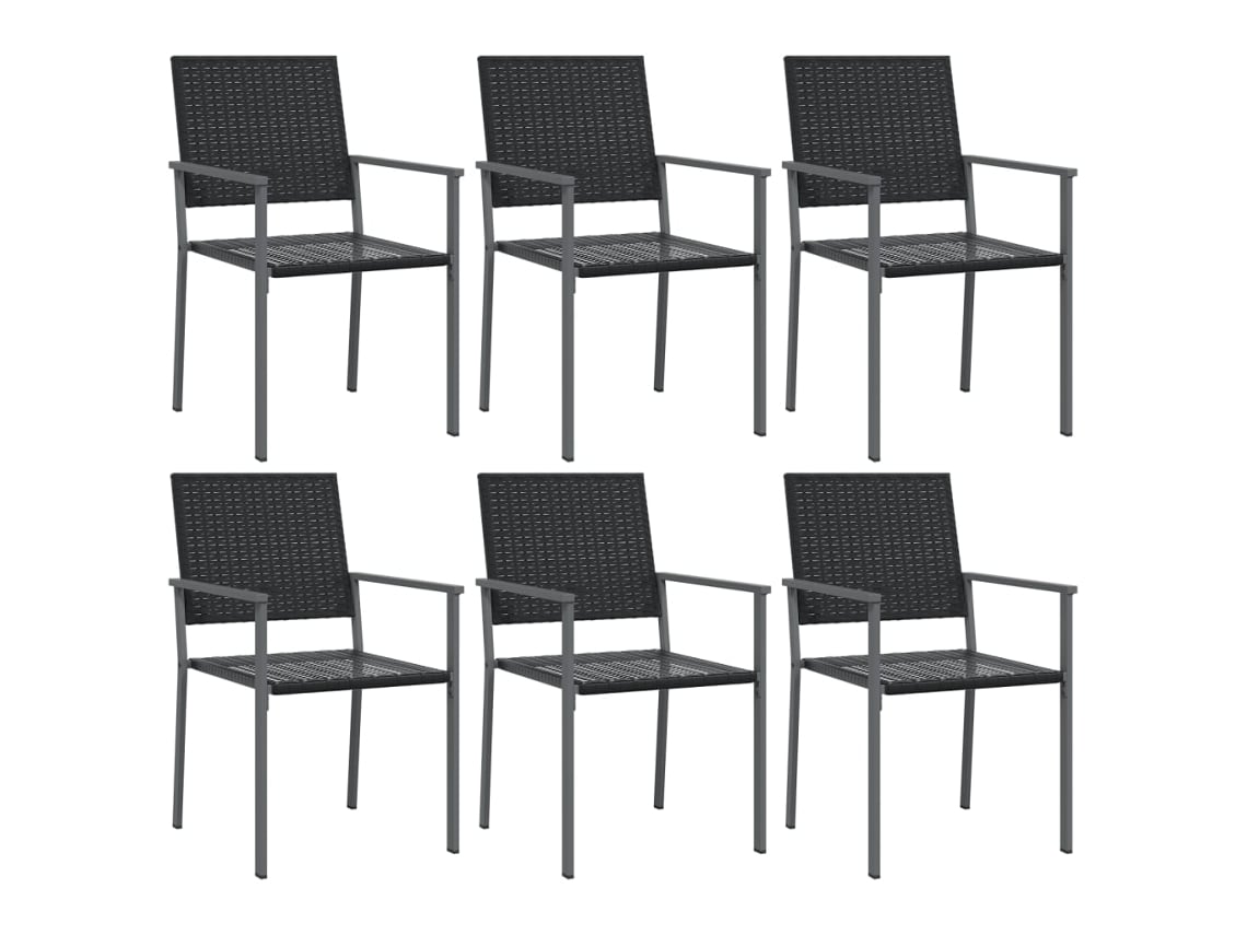 Cadeiras Jardim 6 Pcs 54x62,5x89 Cm Vime Pe Preto MAISON EXCLUSIVE