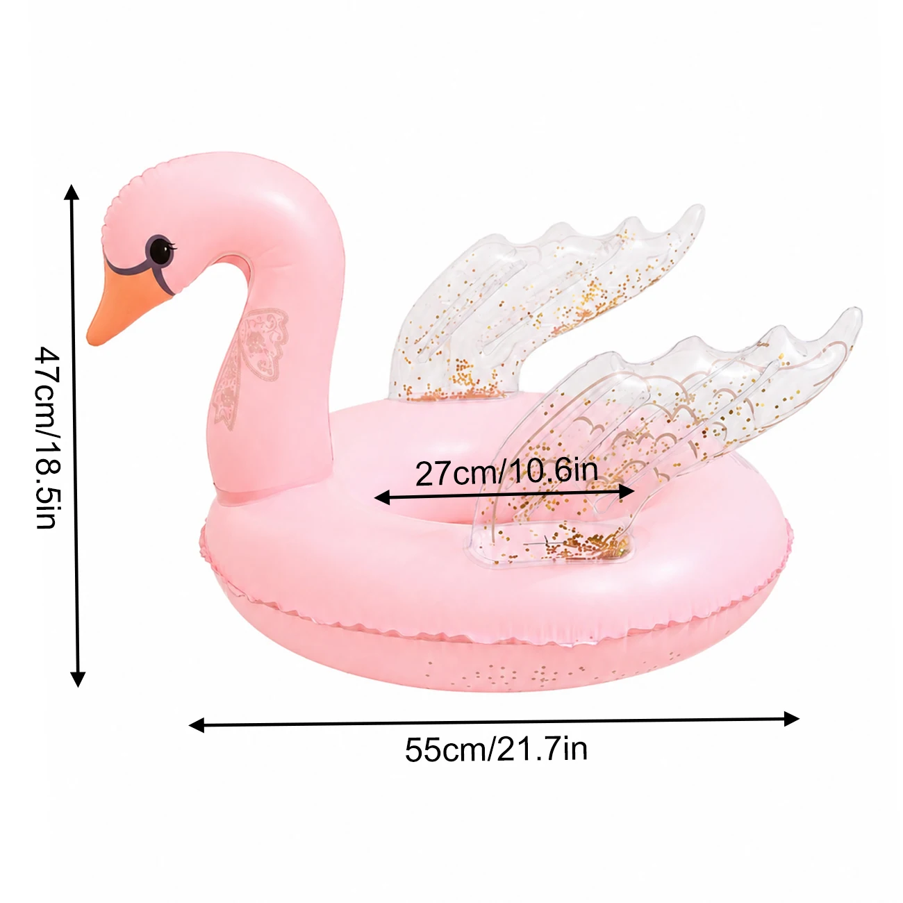 (rosa) Uma Boia Inflável Em Formato De Cisne Para Piscina Infantil.