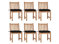 Cadeiras De Jardim 6 Pcs C/ Almofadões Madeira De Teca Maciça Dkd Home Decor