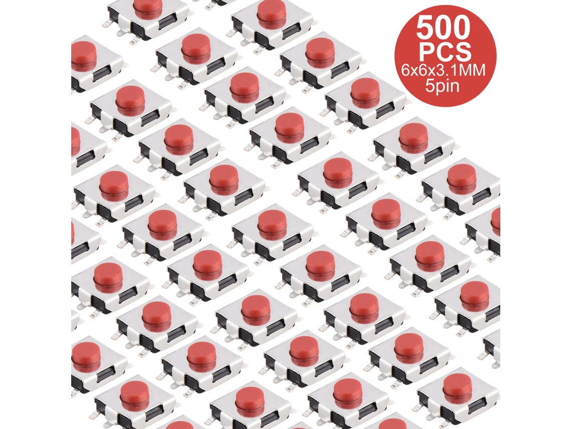 Interruptor De Montagem Em Superfície Laxiscreed, 5 Pinos, 6x6x3,1 Mm, Pack De 500 Unidades