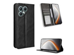 Capa De Couro Tkdaddy Para Tecno Pova 7 Pro 5g Com Suporte E Textura Retrô, Preta
