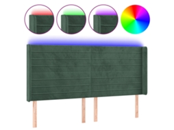 Led Headboard, Led Headboards Vidaxl Verde Veludo (163 X 16 X 118/128 Cm)