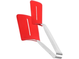 Pinça De Cozinha Em Aço Inoxidável Com Ponta Silicone Antiderrapante, Vermelha, Longa E Resistente, Ideal Para Churrasco