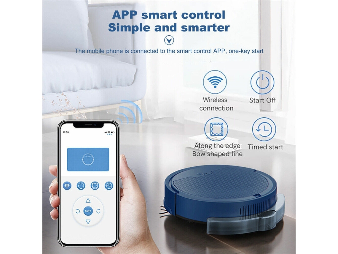 Aspirador de pó robô inteligente, varredor de piso automático recarregável e esfregão (Outlet Grade A)