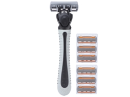 Navaja De Afeitar De Acero Inoxidable Com 6 Lâminas E Cabo De Abs Portátil Para Homens