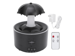 Umidificador Gotas de Água Giratórias com Difusor de Óleos Essenciais Luzes Led Controle Remoto 300ml Preto