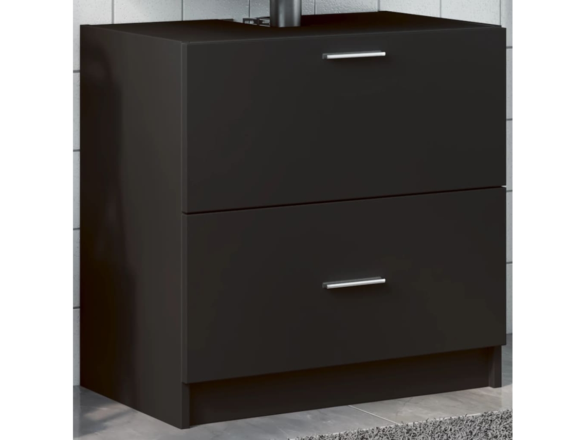 Vidaxl Armário De Lavatório 59x37x59 Cm Derivados De Madeira Preto
