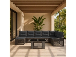 Vidaxl Conjunto De Sofá De Jardim 9 Unid. Cinza E Cinza Escuro Vime Pe