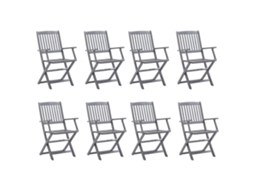 Maison Exclusive - Cadeiras De Exterior Dobráveis 8pcs C/ Almofadões Acácia Maciça