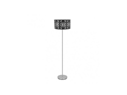 Pé De Sala De Estar Katerina 1xe27 Cromo/madeira Preta 162x40x40 Cm Fabrilamp