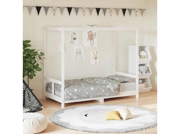 Vidaxl Estrutura De Cama Infantil 80x160 Cm Pinho Maciço Branco