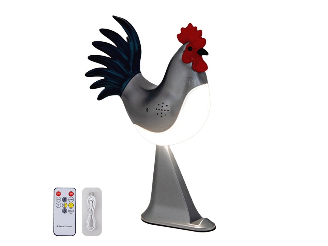 Ornamento De Galo Com Carregamento Usb E Luz Noturna
