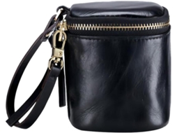 Mini Estojo Preto para Batom com Zíper, Bolsa Compacta com Cordão para Mulheres. CHABERLU